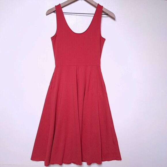Leith Womens Medium Red Rayon Blend Casual Dress Tank Sleeveless Midi Dress - Picture 5 of 9